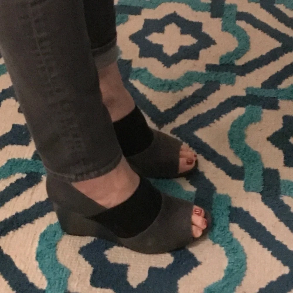 Karl lagerfeld Paris Black open toe wedge